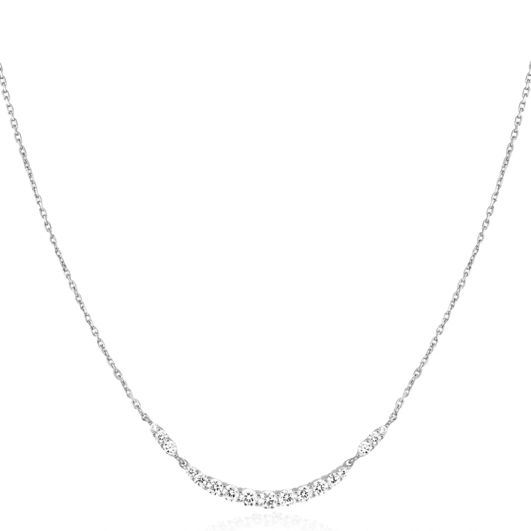 Silver Arc Pavé Necklace