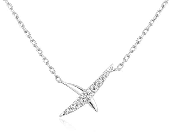 Cubic Zirconia Silver Kiss Pavé Necklace