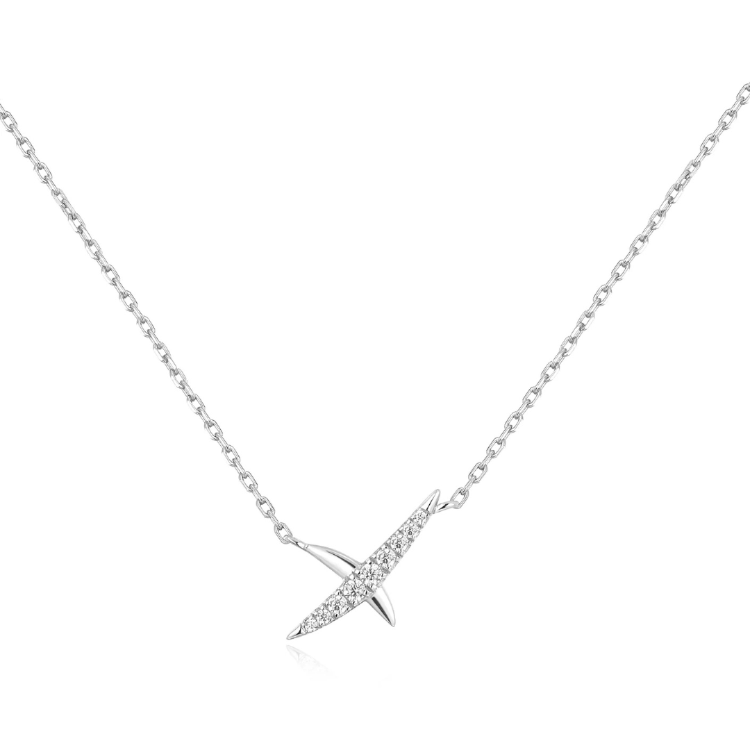 Cubic Zirconia Silver Kiss Pavé Necklace