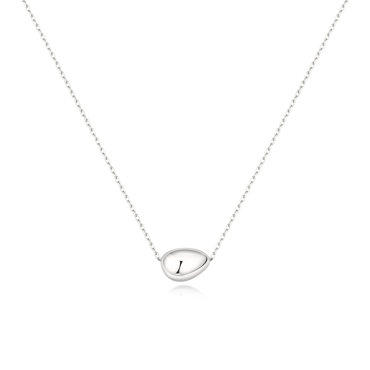 Silver Organic Dome Pebble Necklace