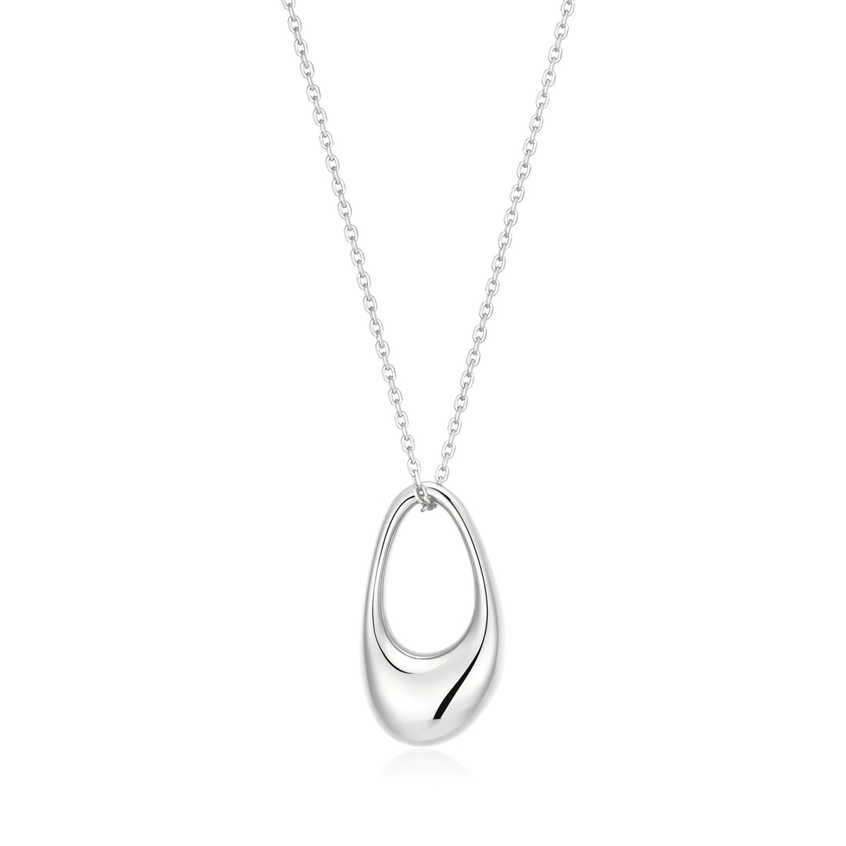 Silver Hollow Organic Pebble Necklace
