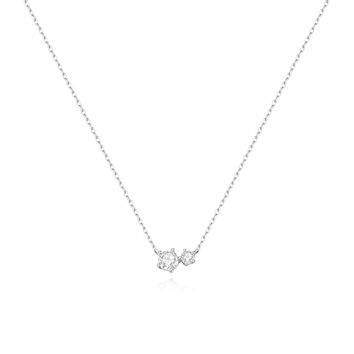 Silver Prong Set Duo Necklace