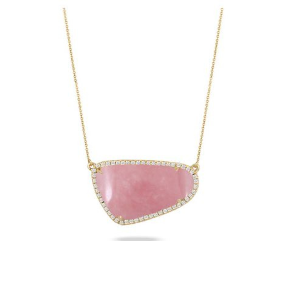 Dahlia Pink Opal & Diamond Necklace