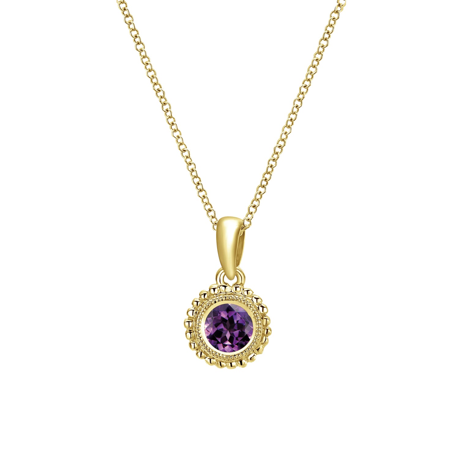 Gabriel & Co. Round Amethyst Pendant Necklace