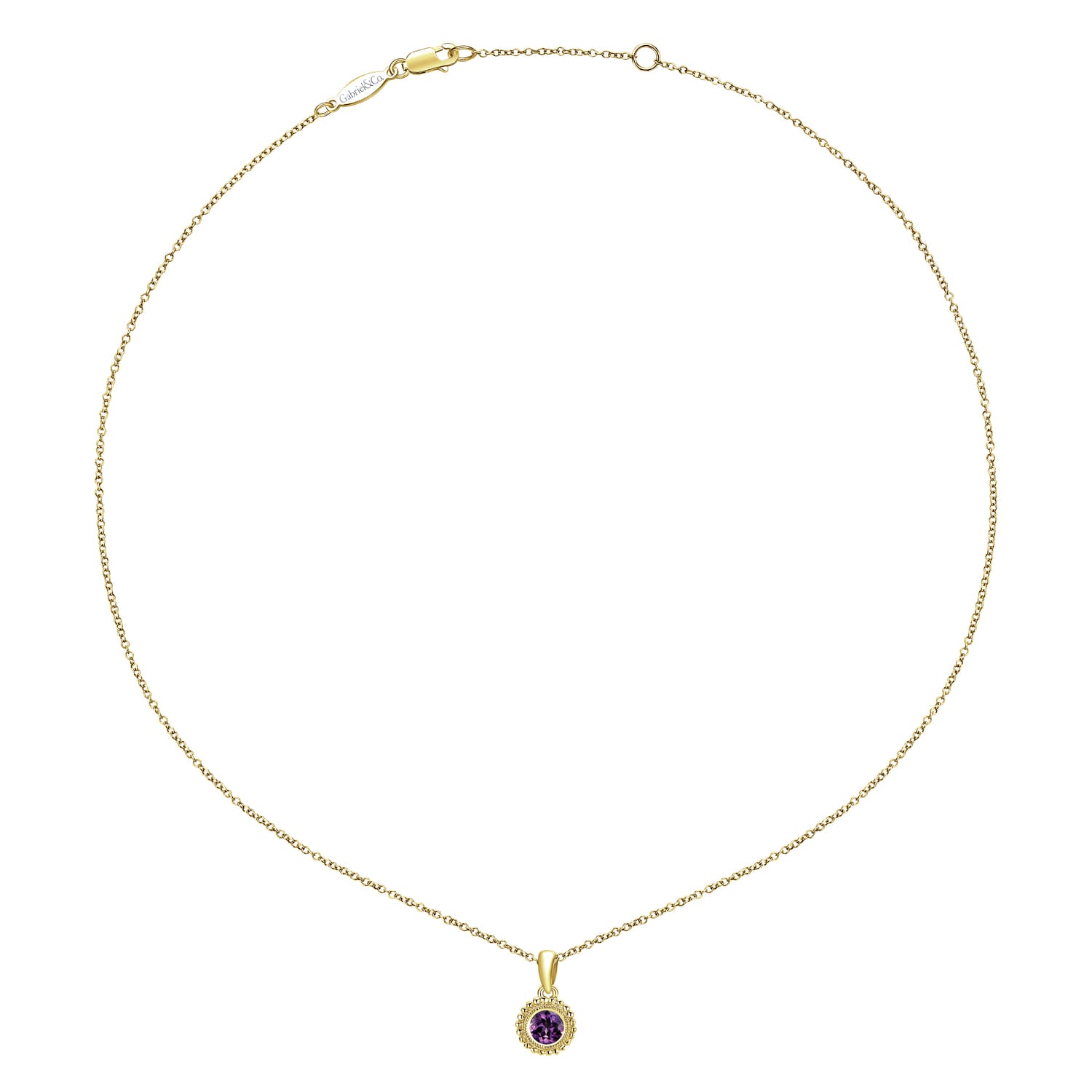 Gabriel & Co. Round Amethyst Pendant Necklace