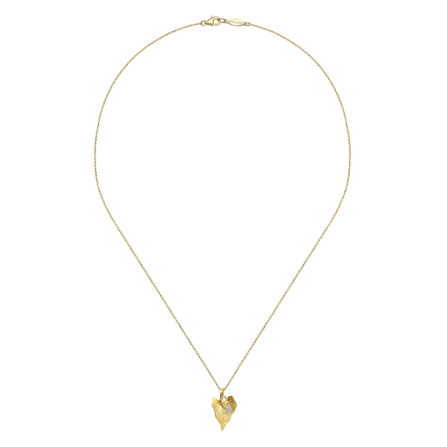 Gabriel & Co. Diamond Leaf Pendant Necklace