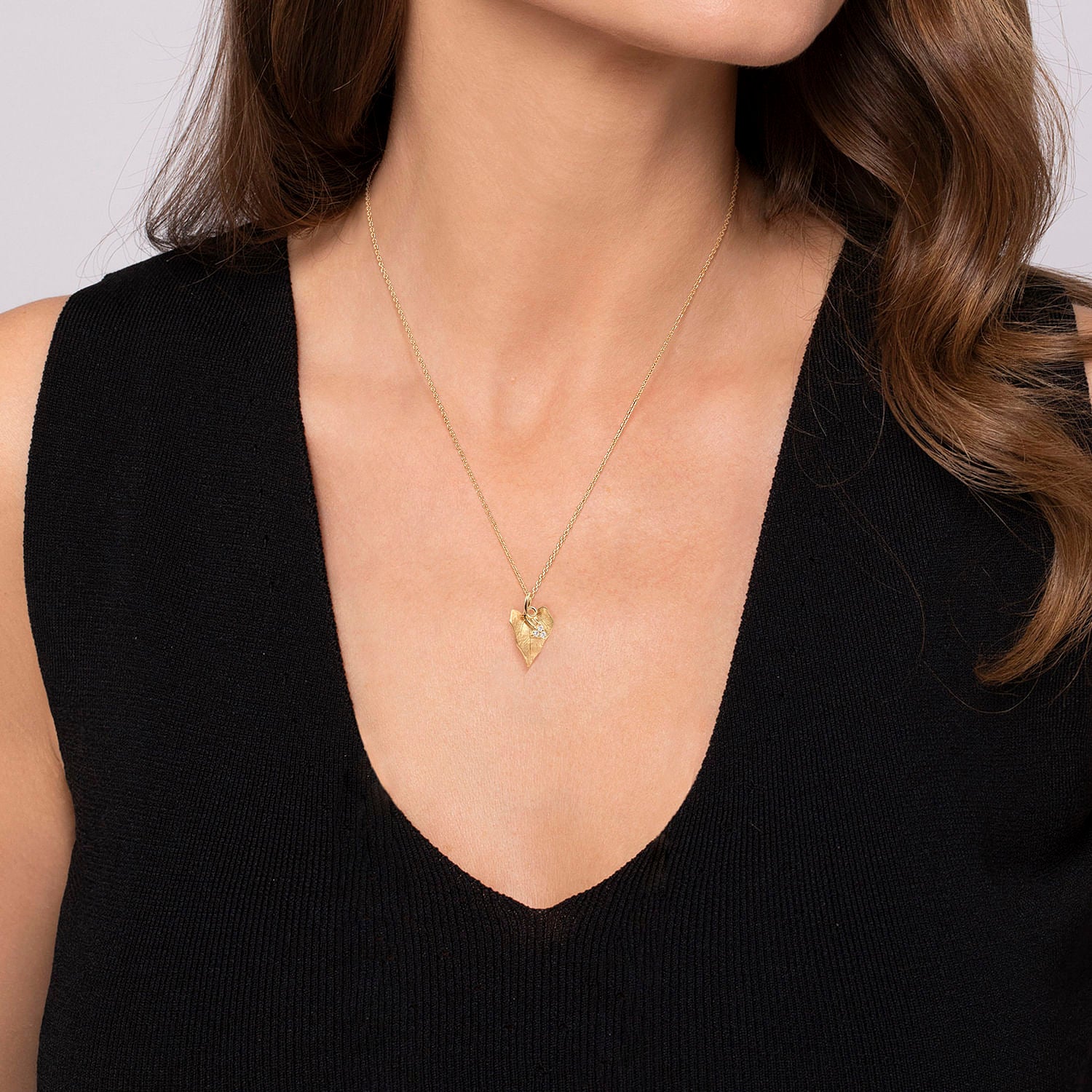 Gabriel & Co. Diamond Leaf Pendant Necklace
