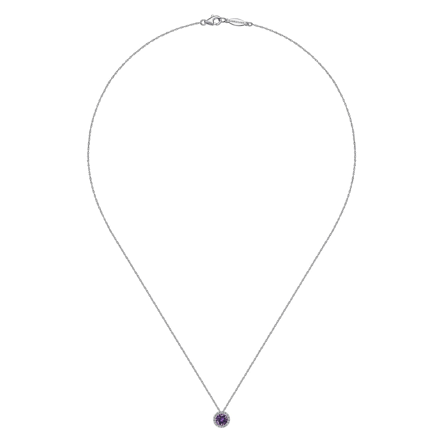 Gabriel & Co. Amethyst and Diamond Halo Pendant