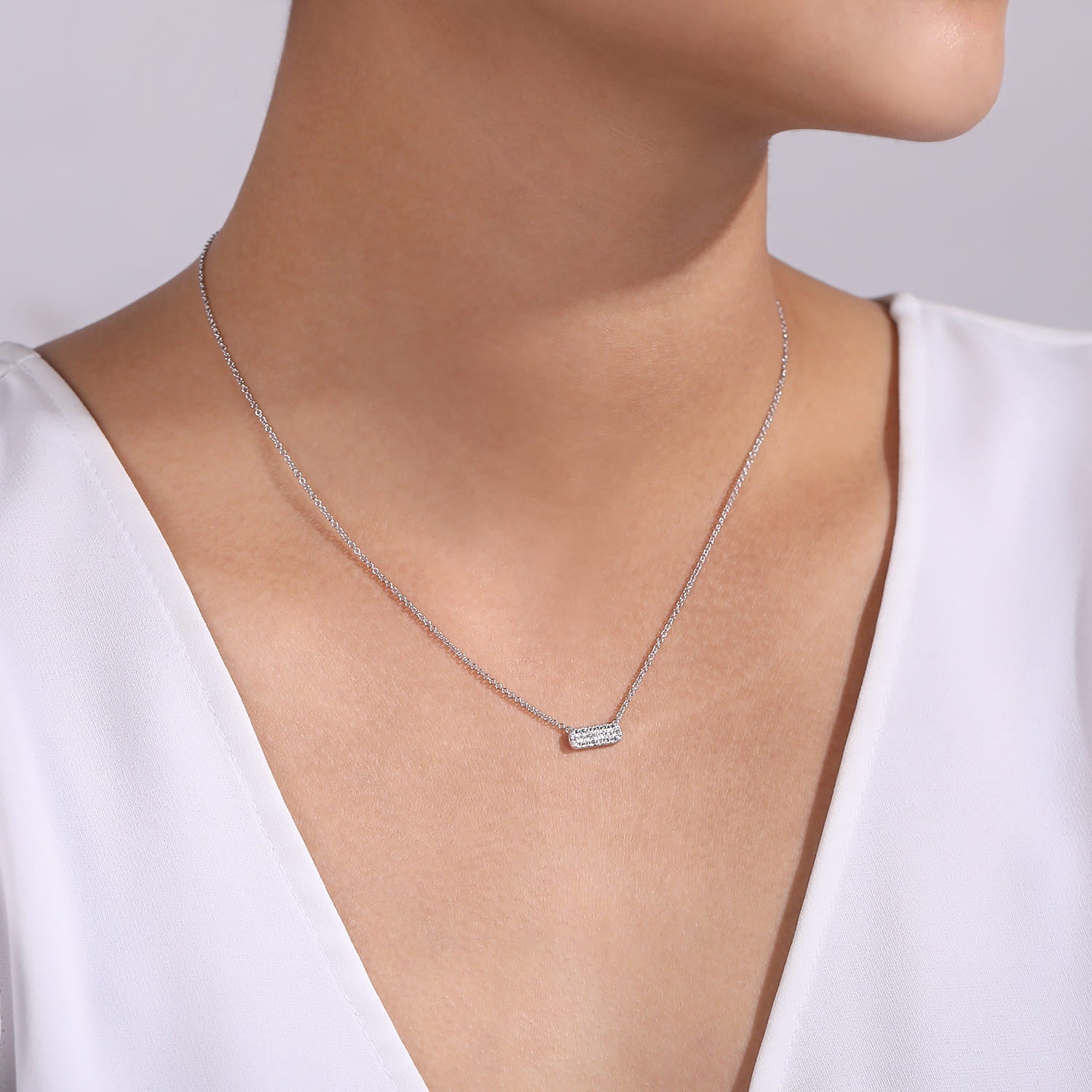Gabriel & Co. Pavé Diamond Bar Necklace