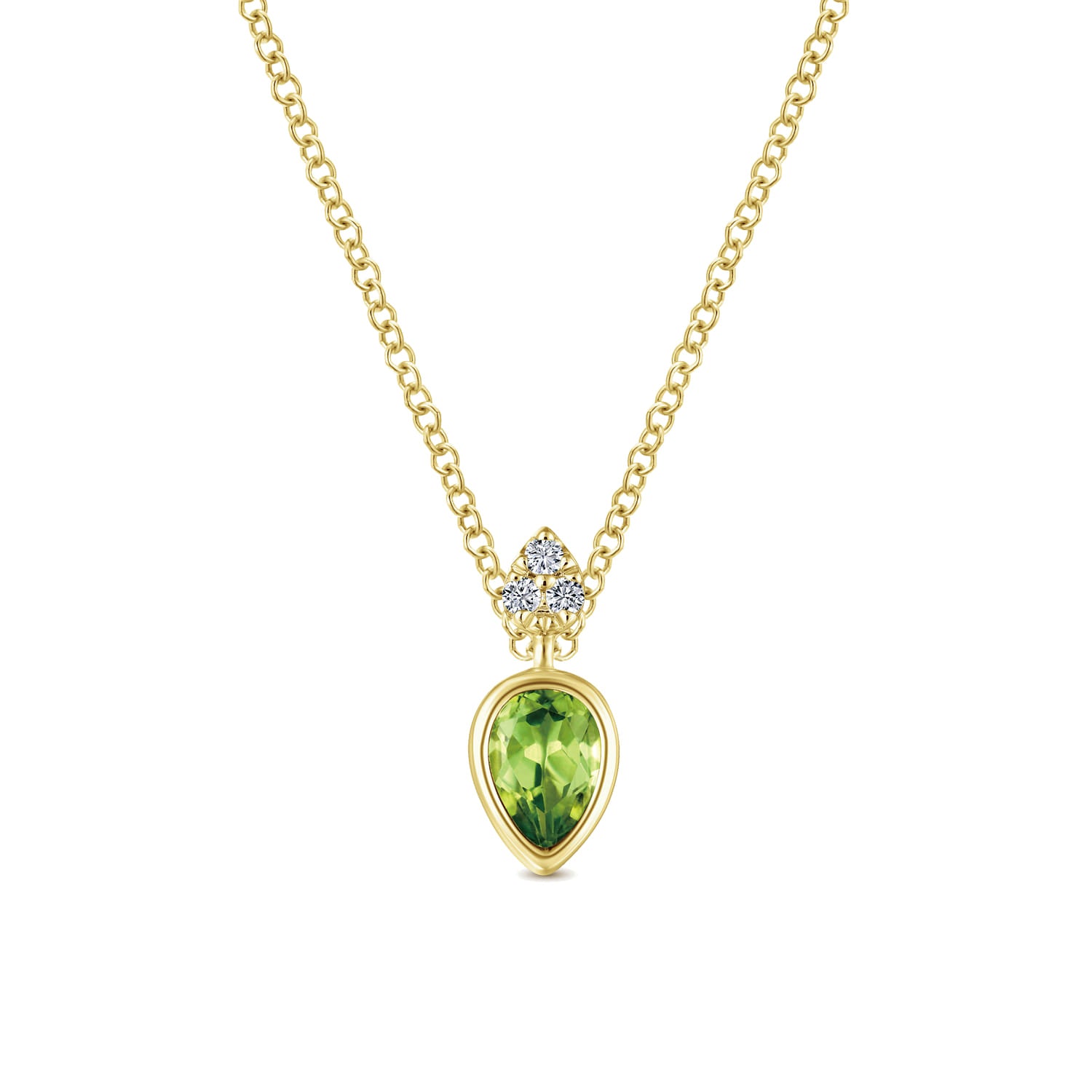 Gabriel & Co. Pear Shape Peridot & Diamond Pendant