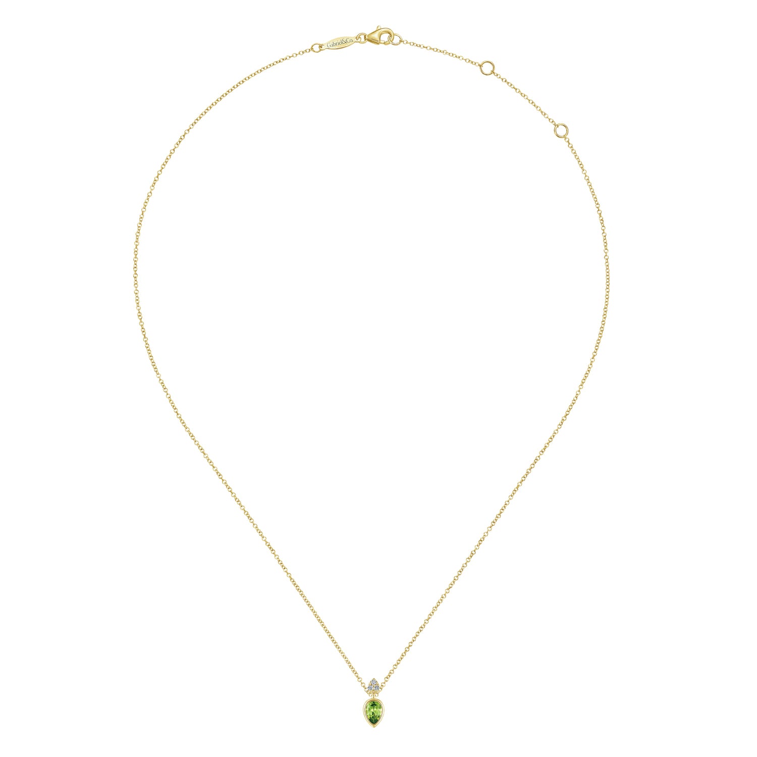 Gabriel & Co. Pear Shape Peridot & Diamond Pendant