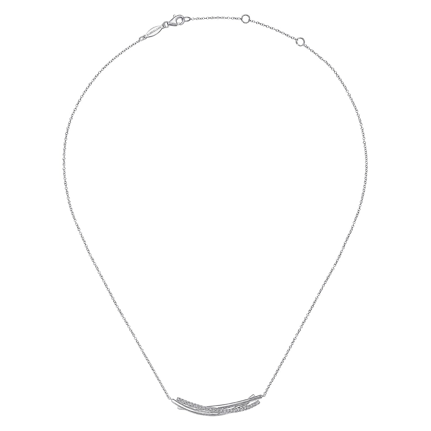 Gabriel & Co. White Sapphire & Polished Three Bar Necklace