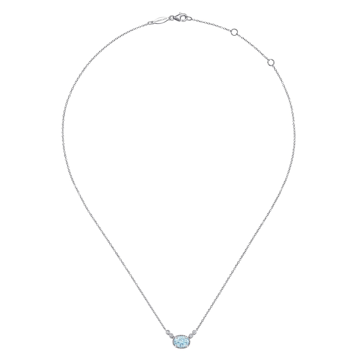 Gabriel & Co. Oval Aquamarine and Diamond Pendant