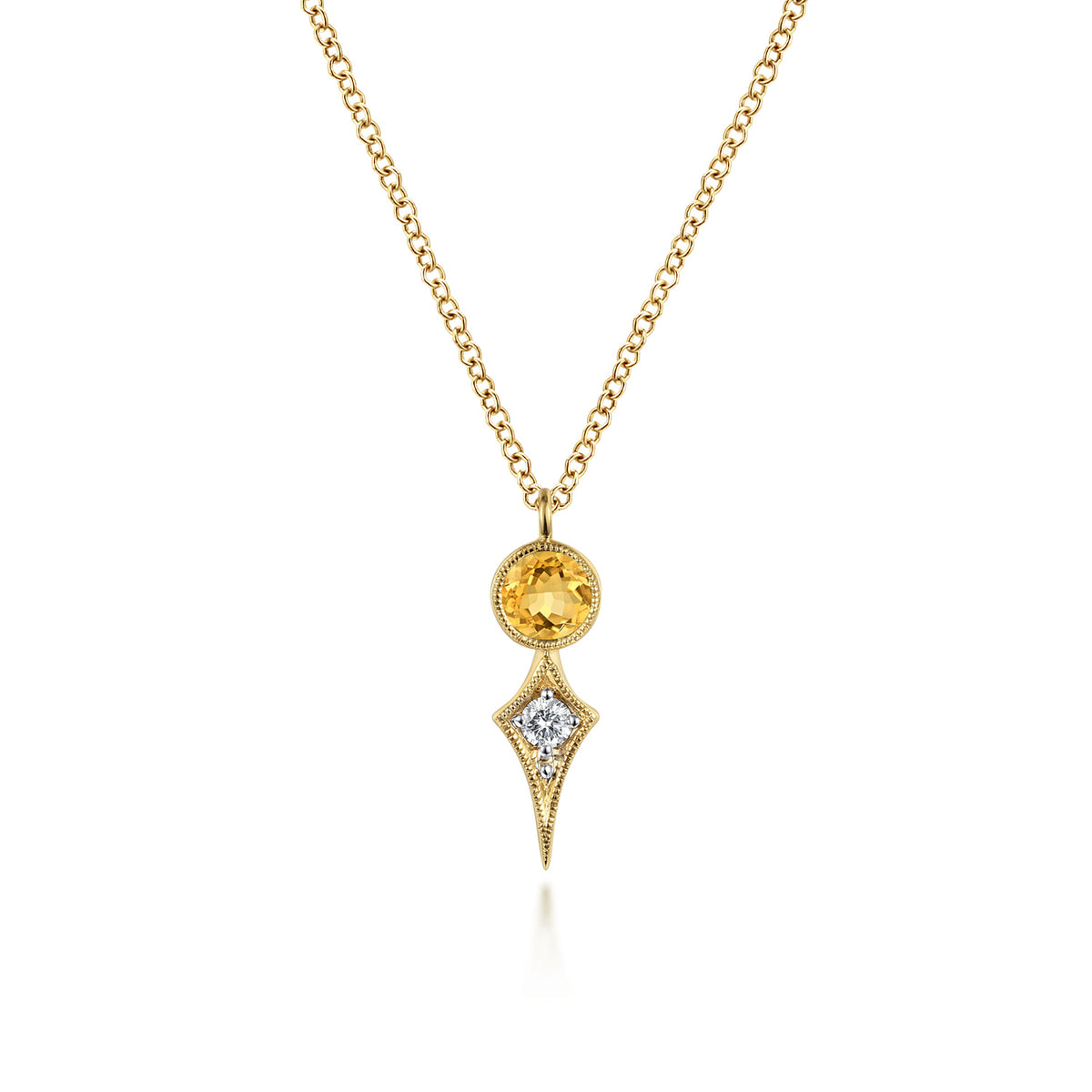 Gabriel & Co. Citrine and Diamond Necklace