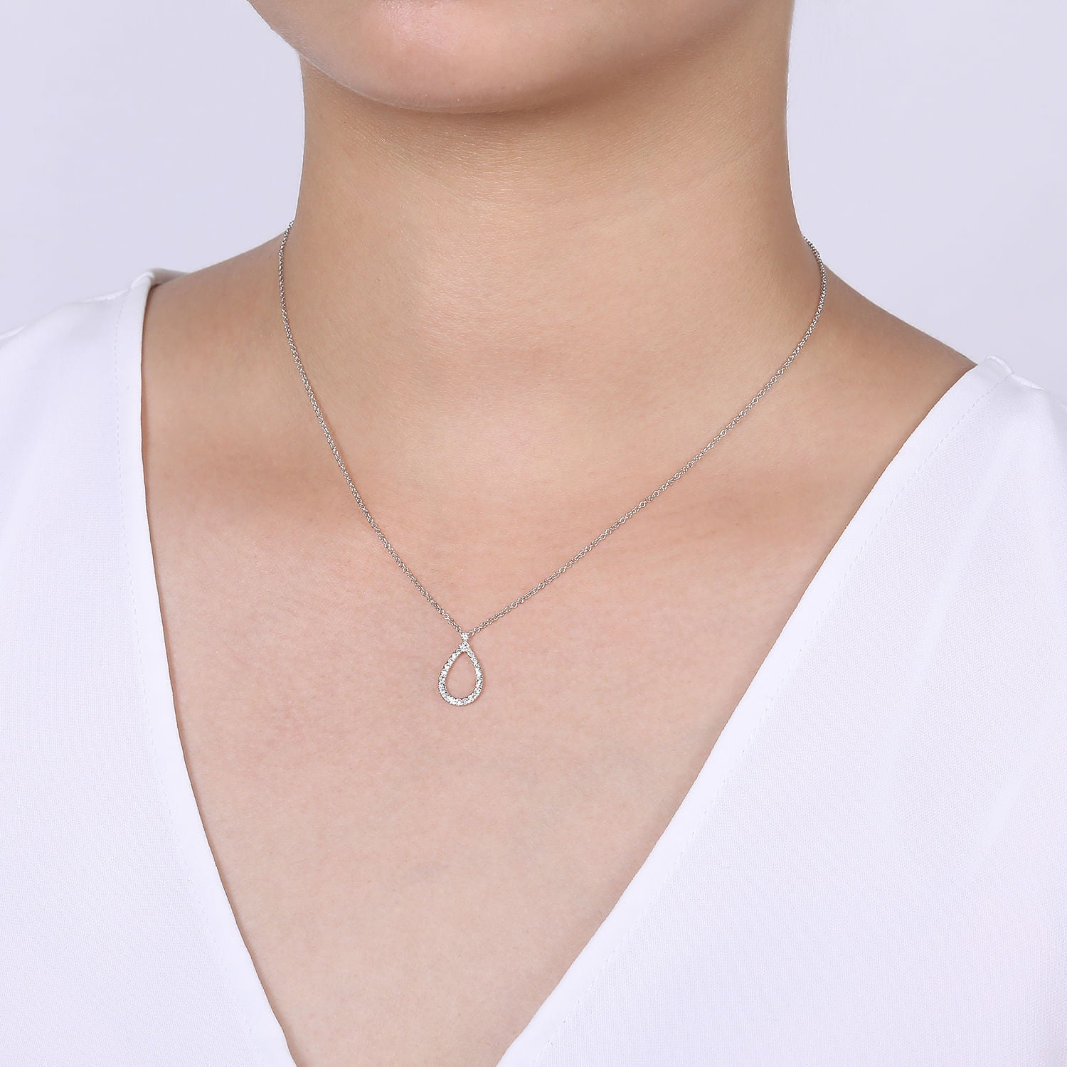 Gabriel & Co. Teardrop Diamond Pendant
