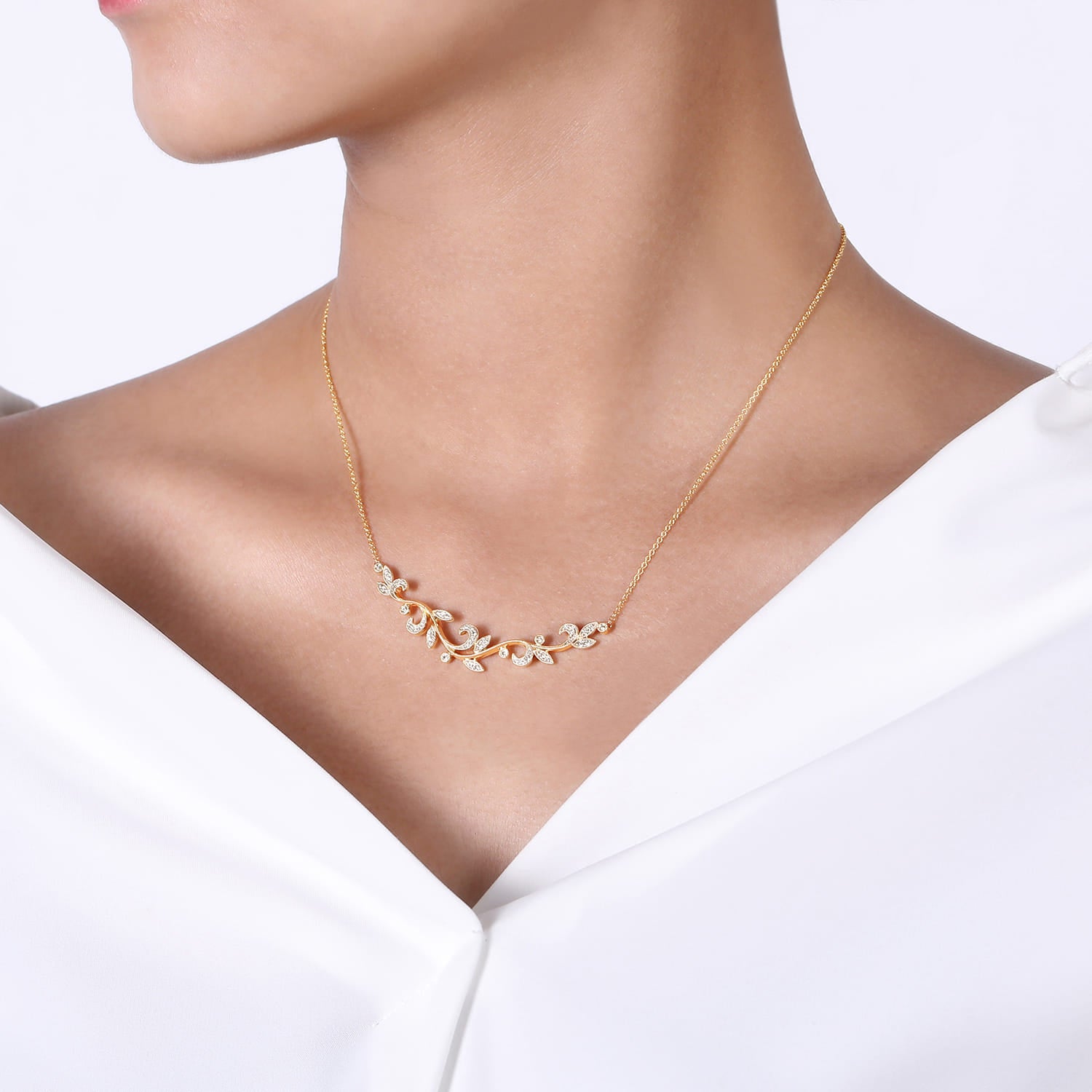 Gabriel & Co. Floral Branch Diamond Necklace