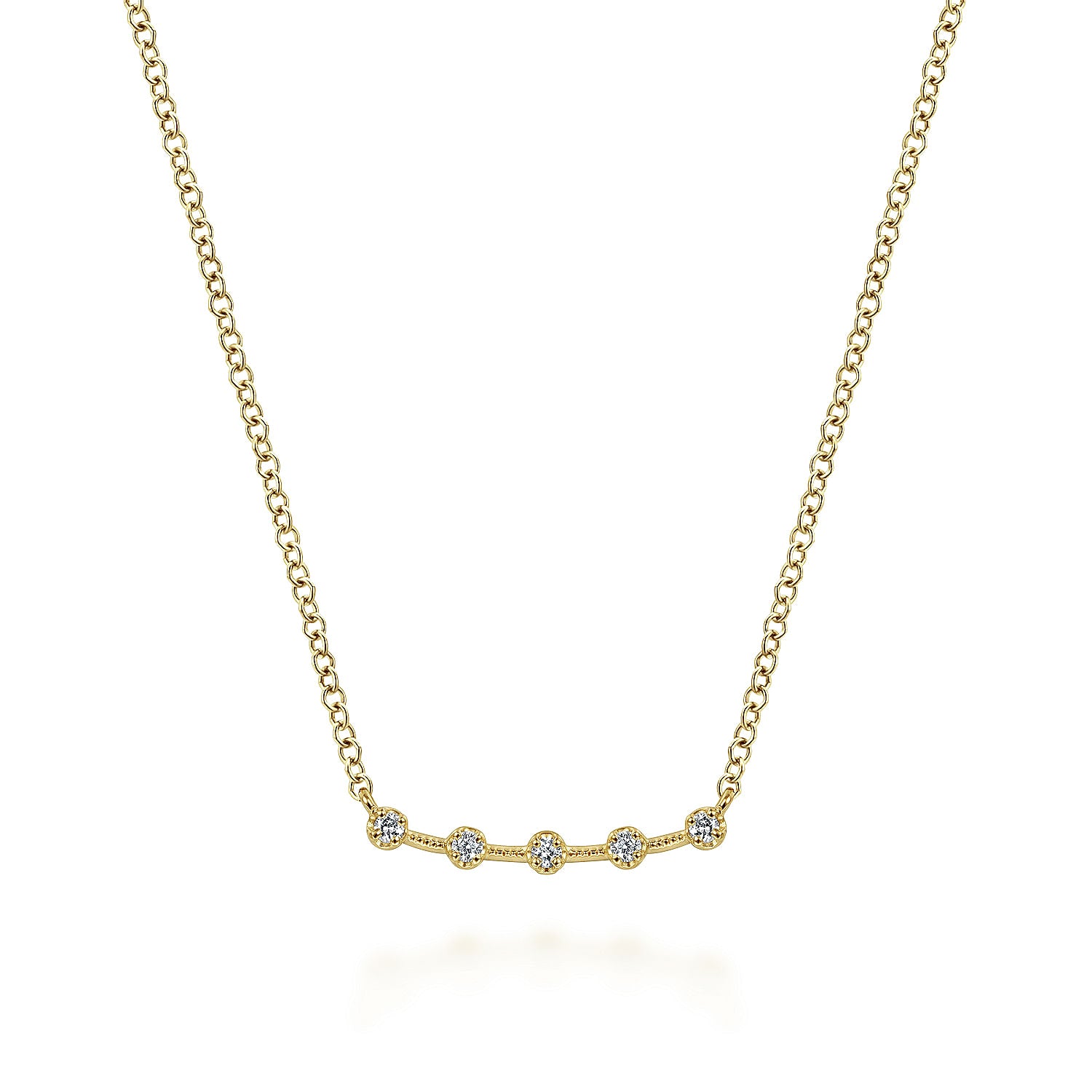 Gabriel & Co. Diamond Stations Curved Bar Necklace