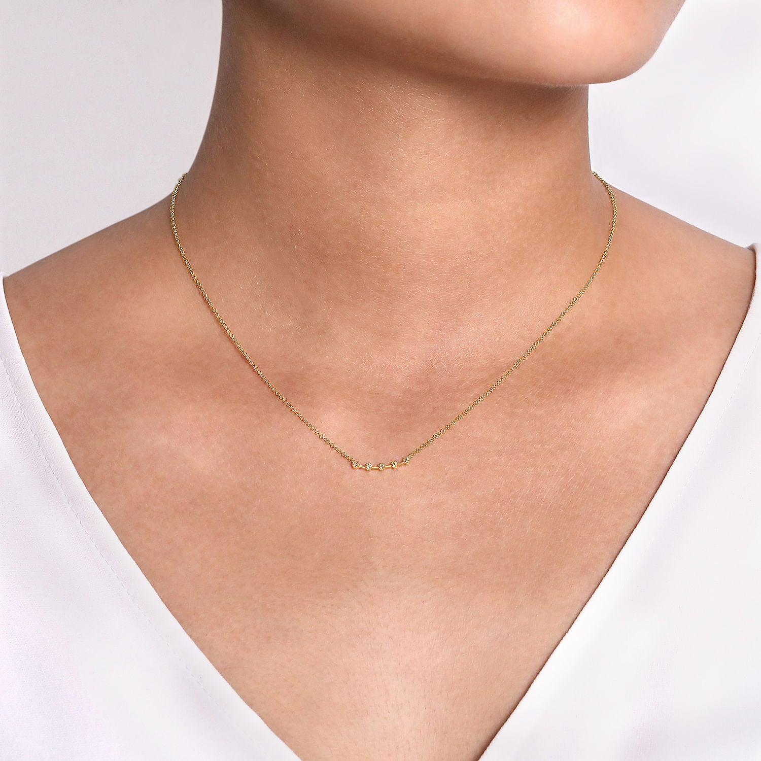 Gabriel & Co. Diamond Stations Curved Bar Necklace