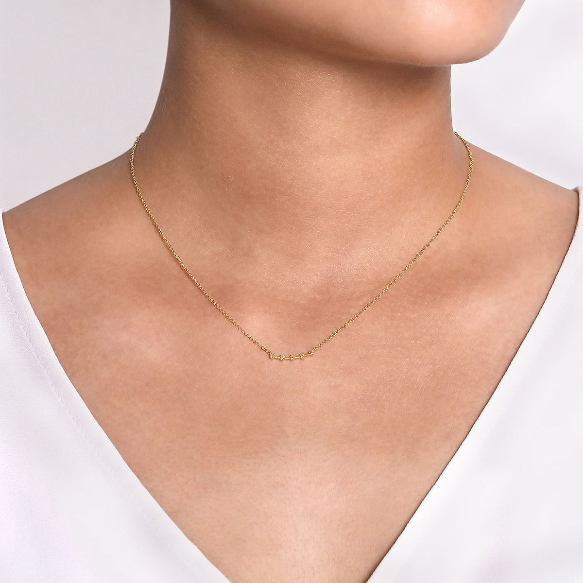 Gabriel & Co. Curved Diamond Bar Necklace