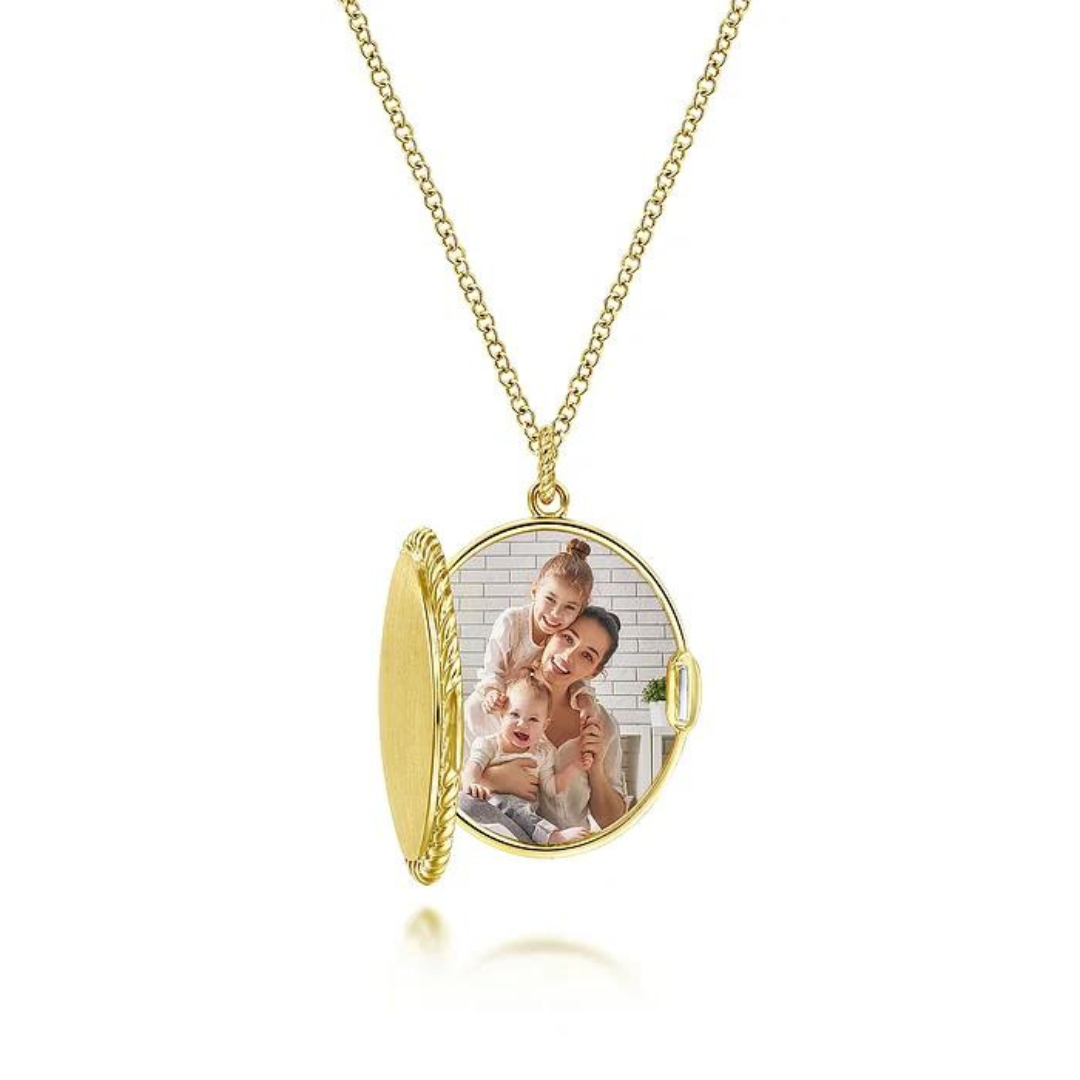 Gabriel & Co. Oval Locket Necklace with Twisted Rope Frame