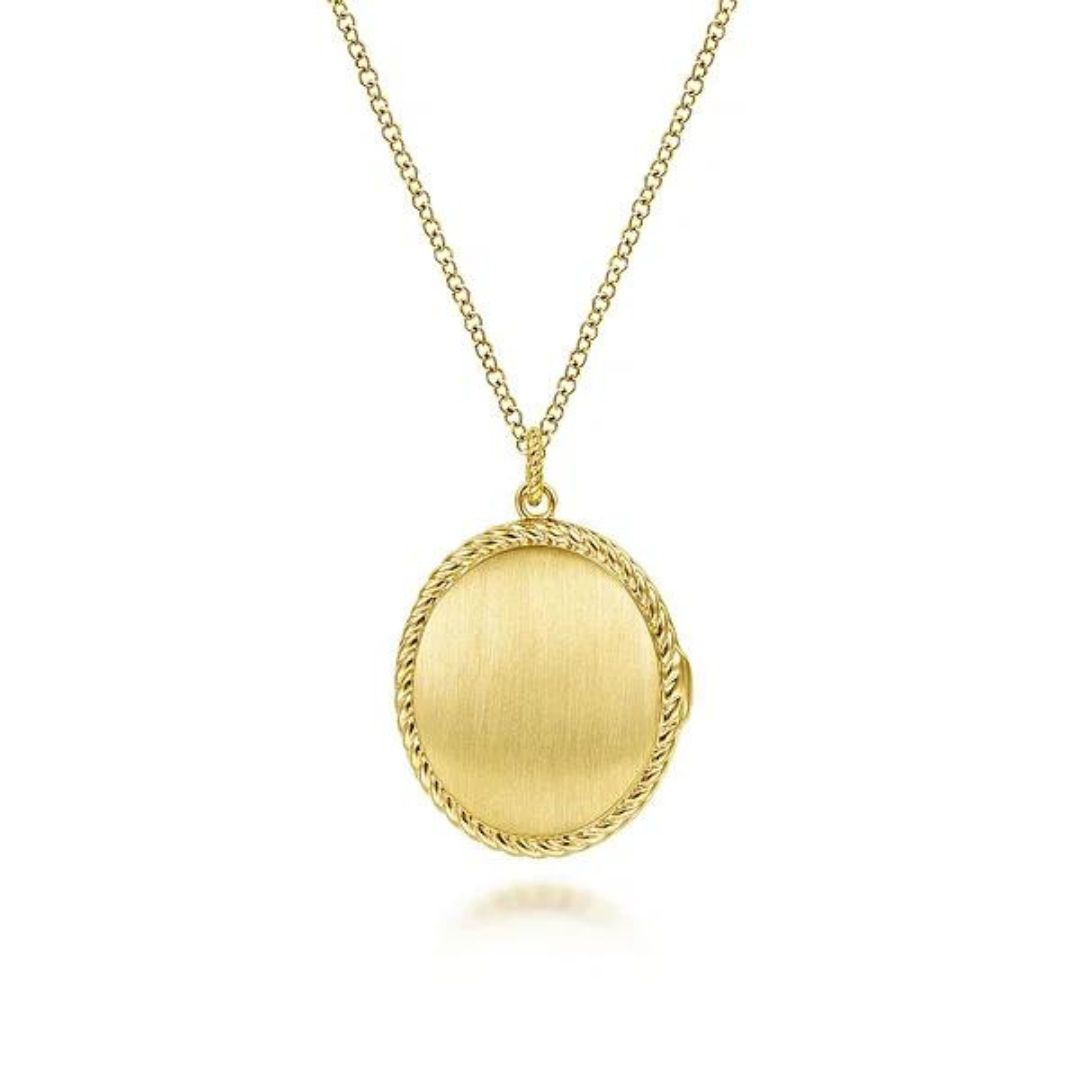 Gabriel & Co. Oval Locket Necklace with Twisted Rope Frame