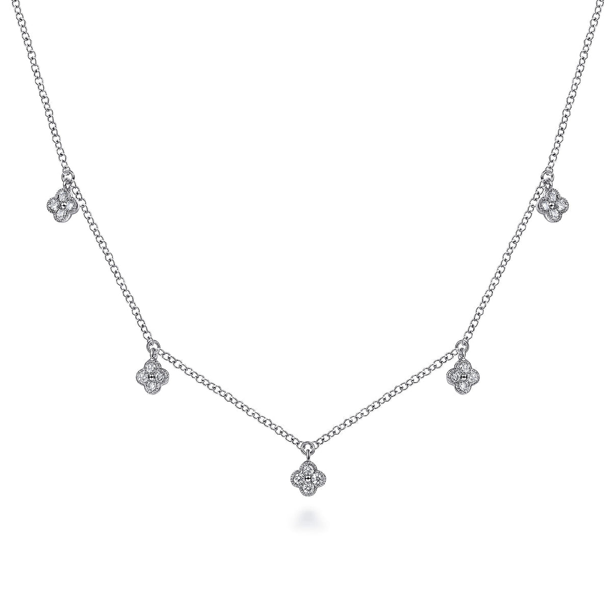 Gabriel & Co. Diamond Pavé Clover Drop Necklace