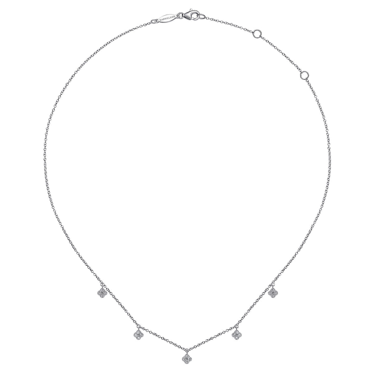 Gabriel & Co. Diamond Pavé Clover Drop Necklace