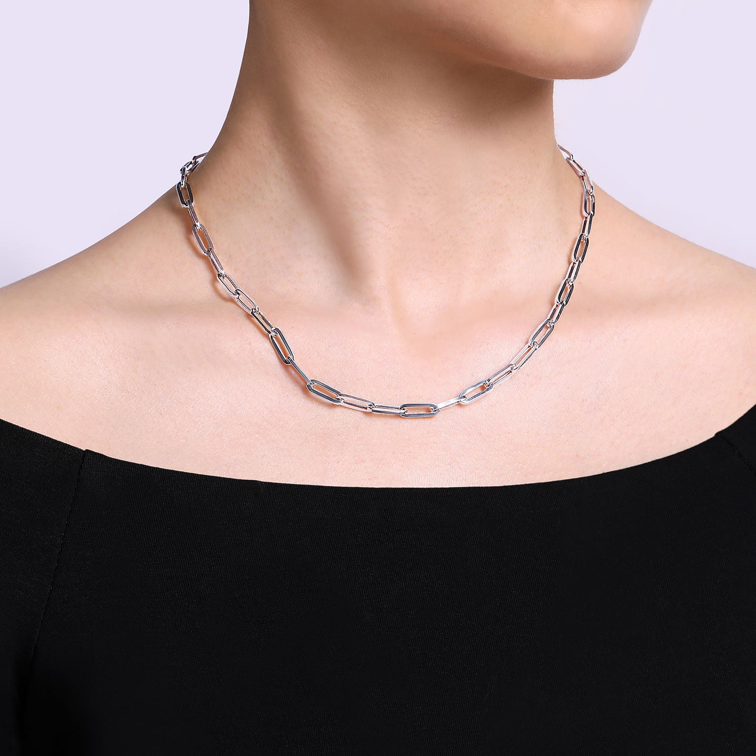 Gabriel & Co. Solid Paper Clip Chain Necklace