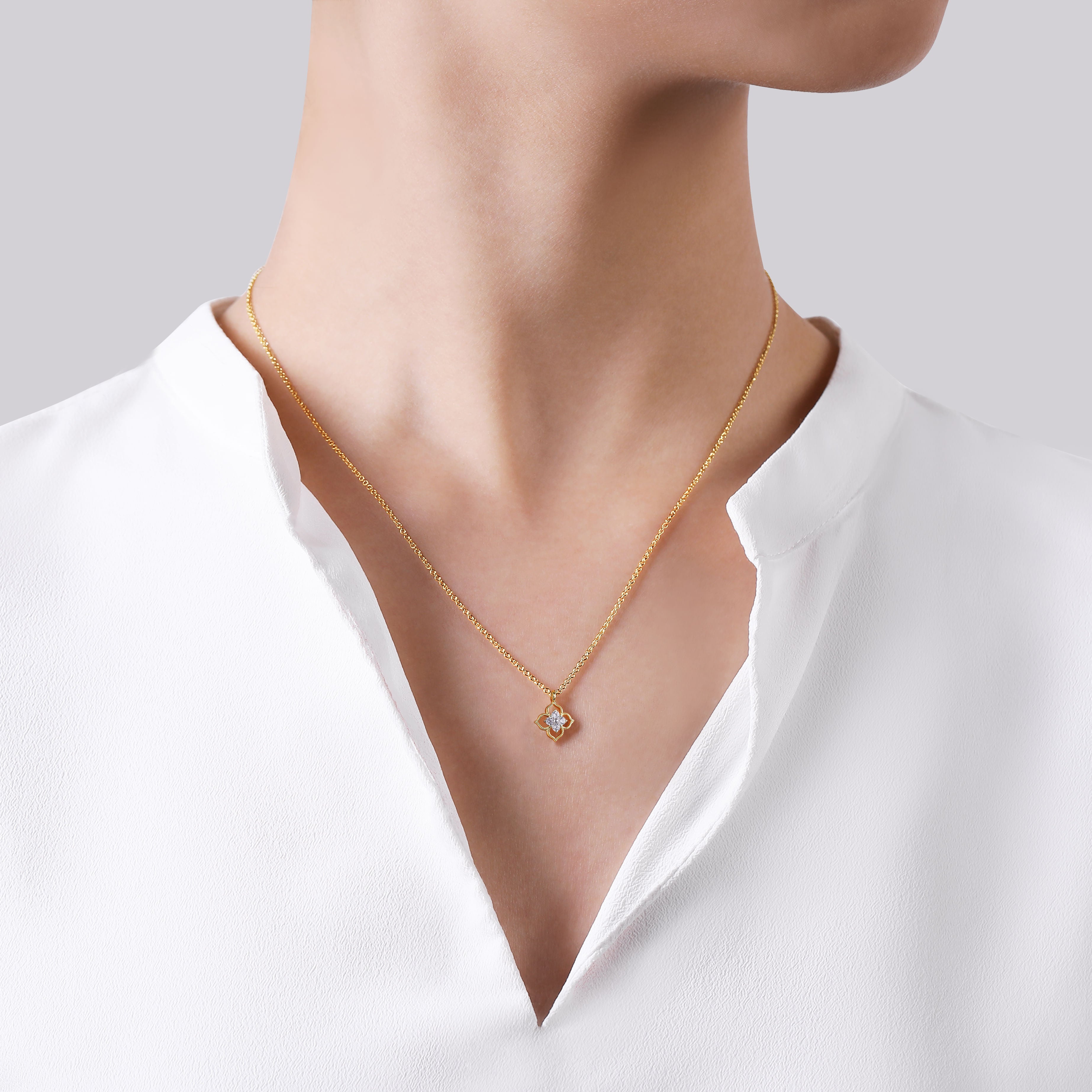 Gabriel & Co. Clover Diamond Pendant