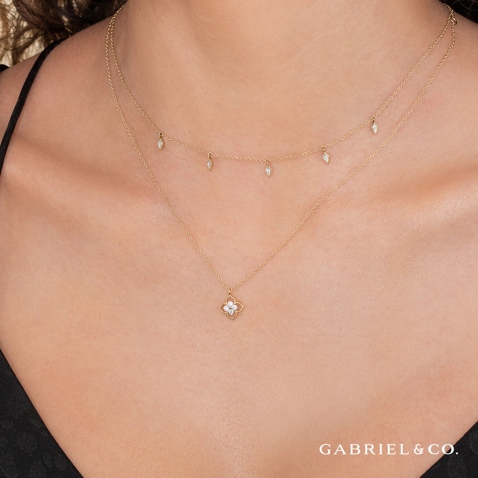 Gabriel & Co. Clover Diamond Pendant