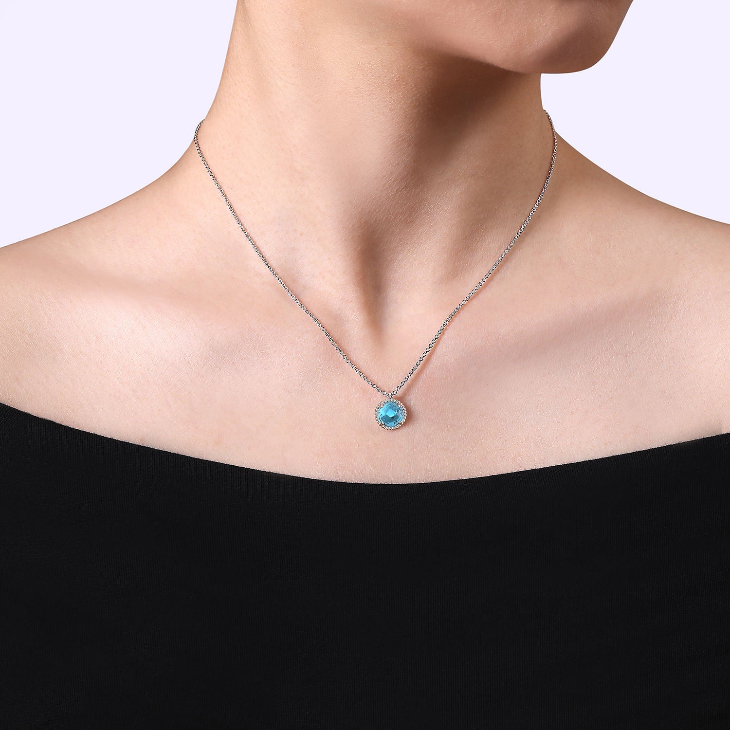 Gabriel & Co. Bujukan Swiss Blue Topaz Pendant