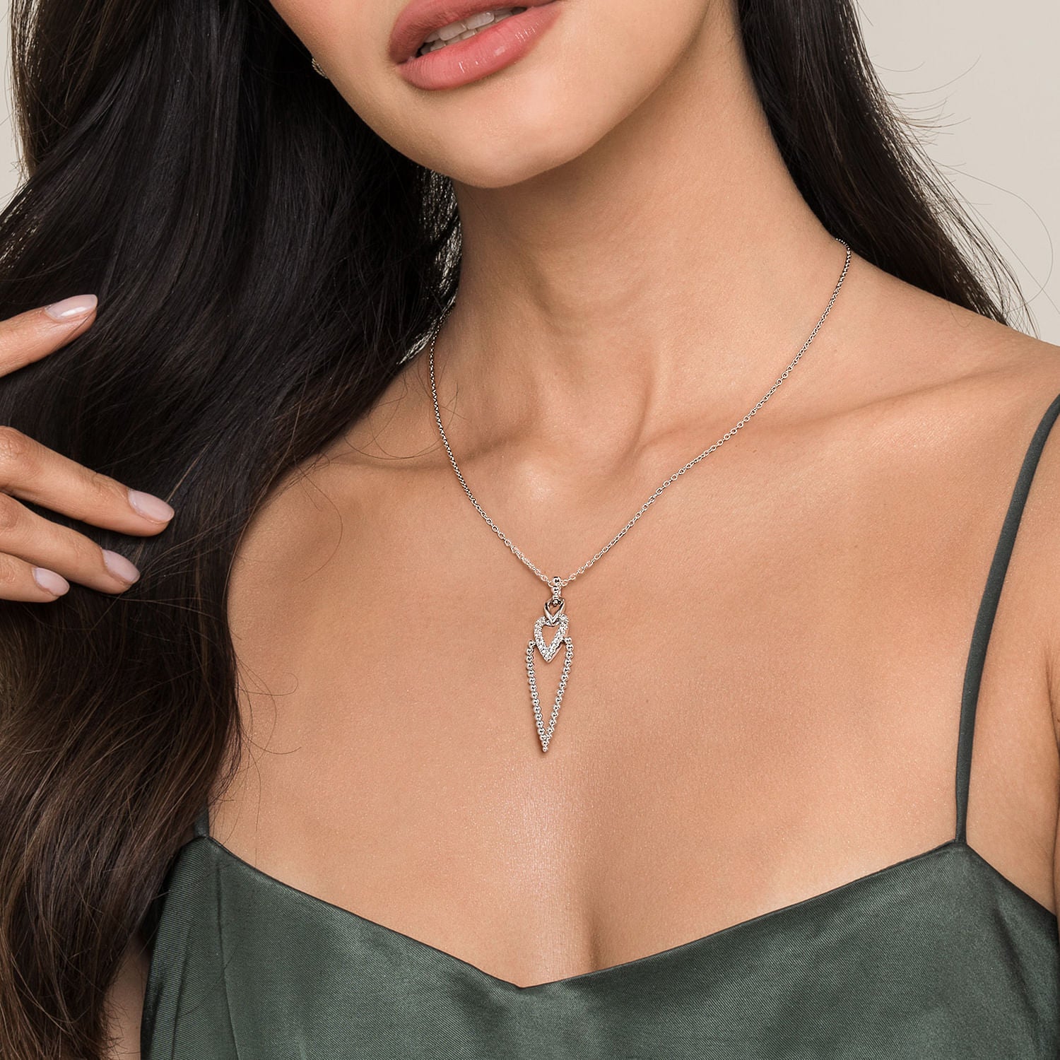 Gabriel & Co. Bujukan Beads and White Sapphire Pendant Drop Necklace