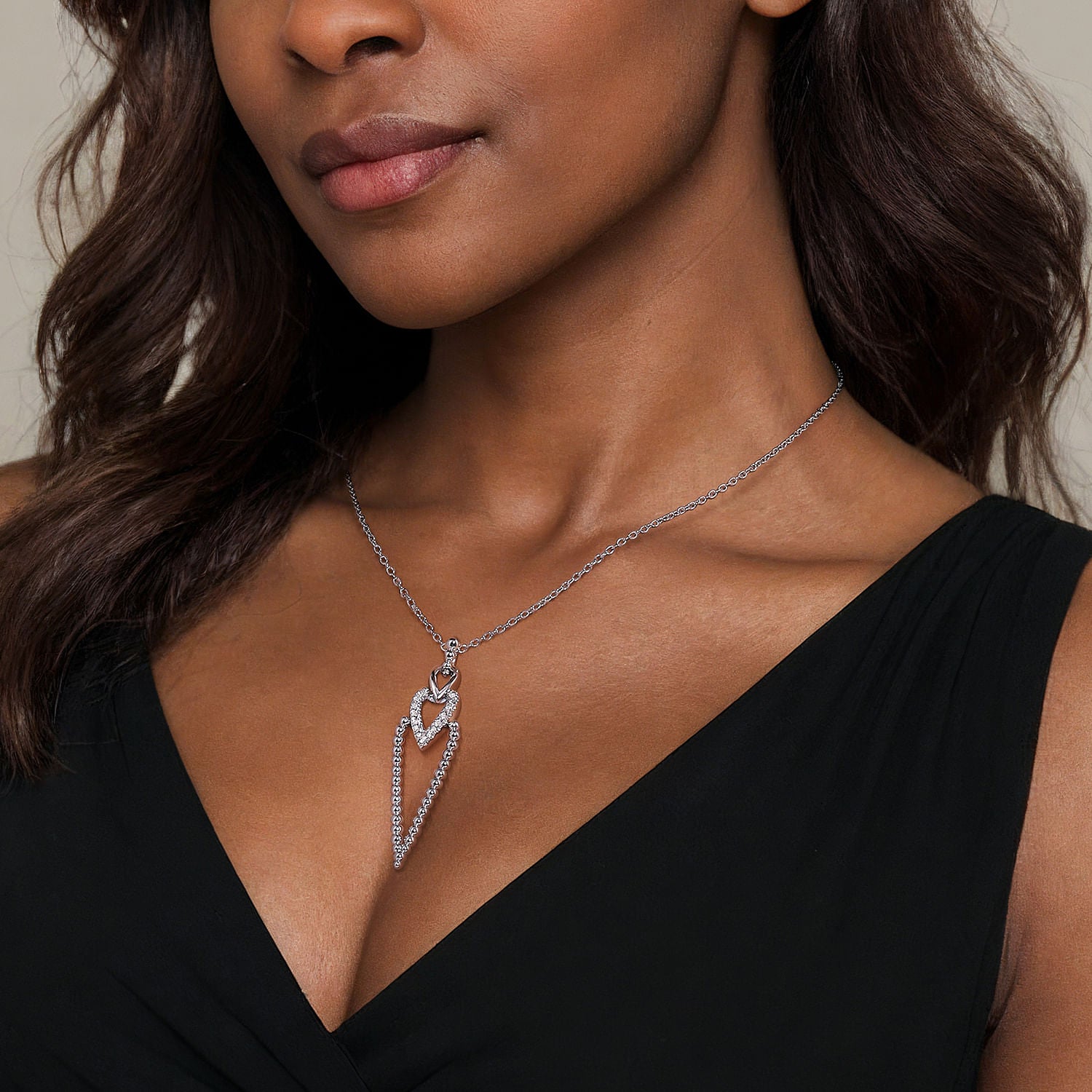 Gabriel & Co. Bujukan Beads and White Sapphire Pendant Drop Necklace
