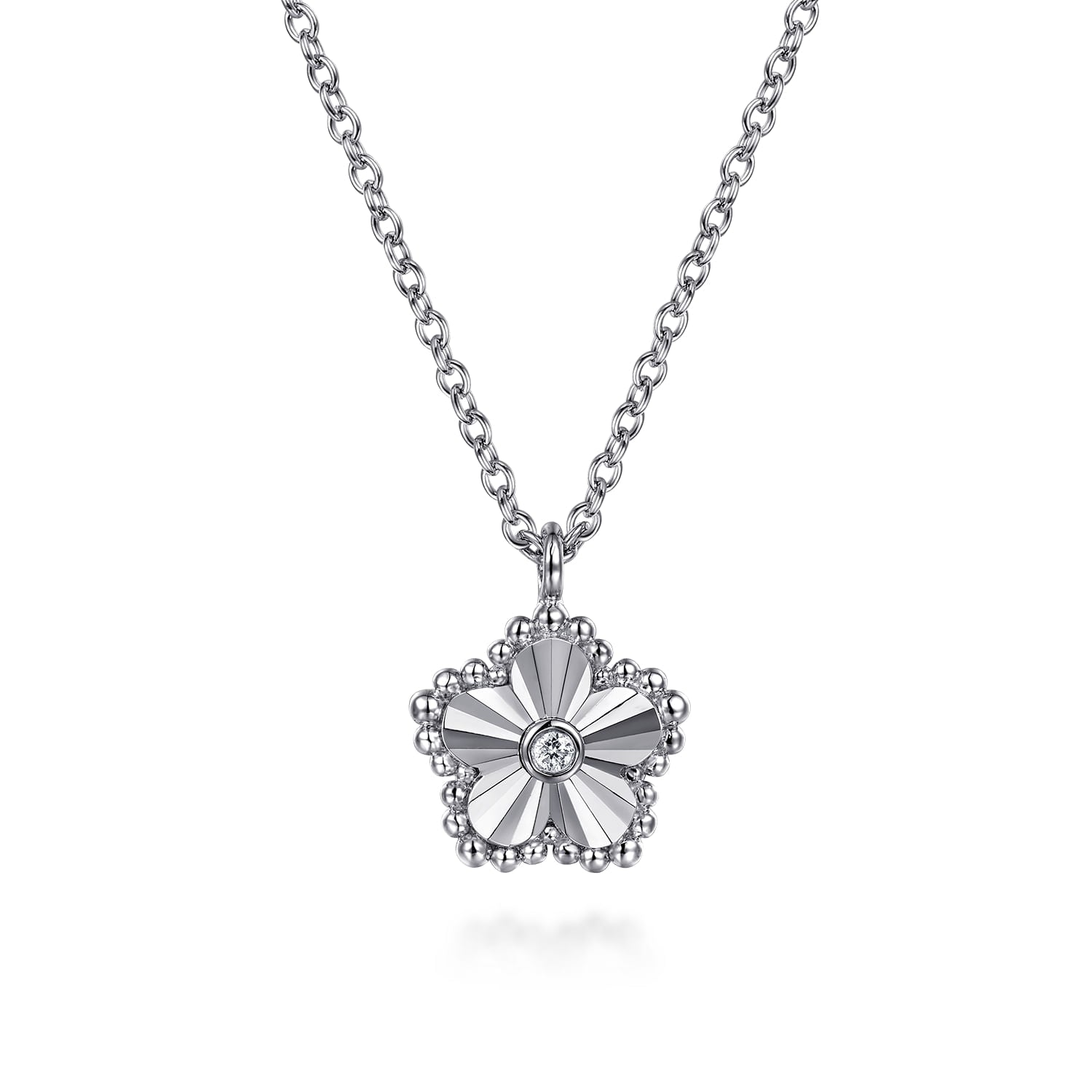 Gabriel & Co. Diamond Bujukan Frame Flower Pendant Necklace