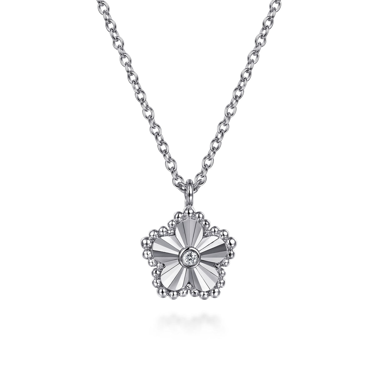 Gabriel & Co. Diamond Bujukan Frame Flower Pendant Necklace