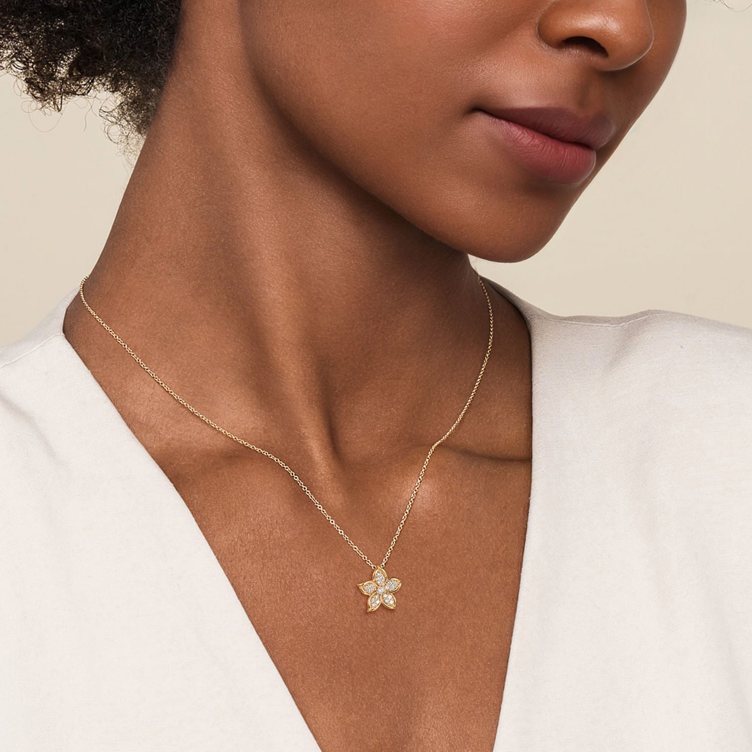 Gabriel & Co. Diamond Floral Pendant Necklace