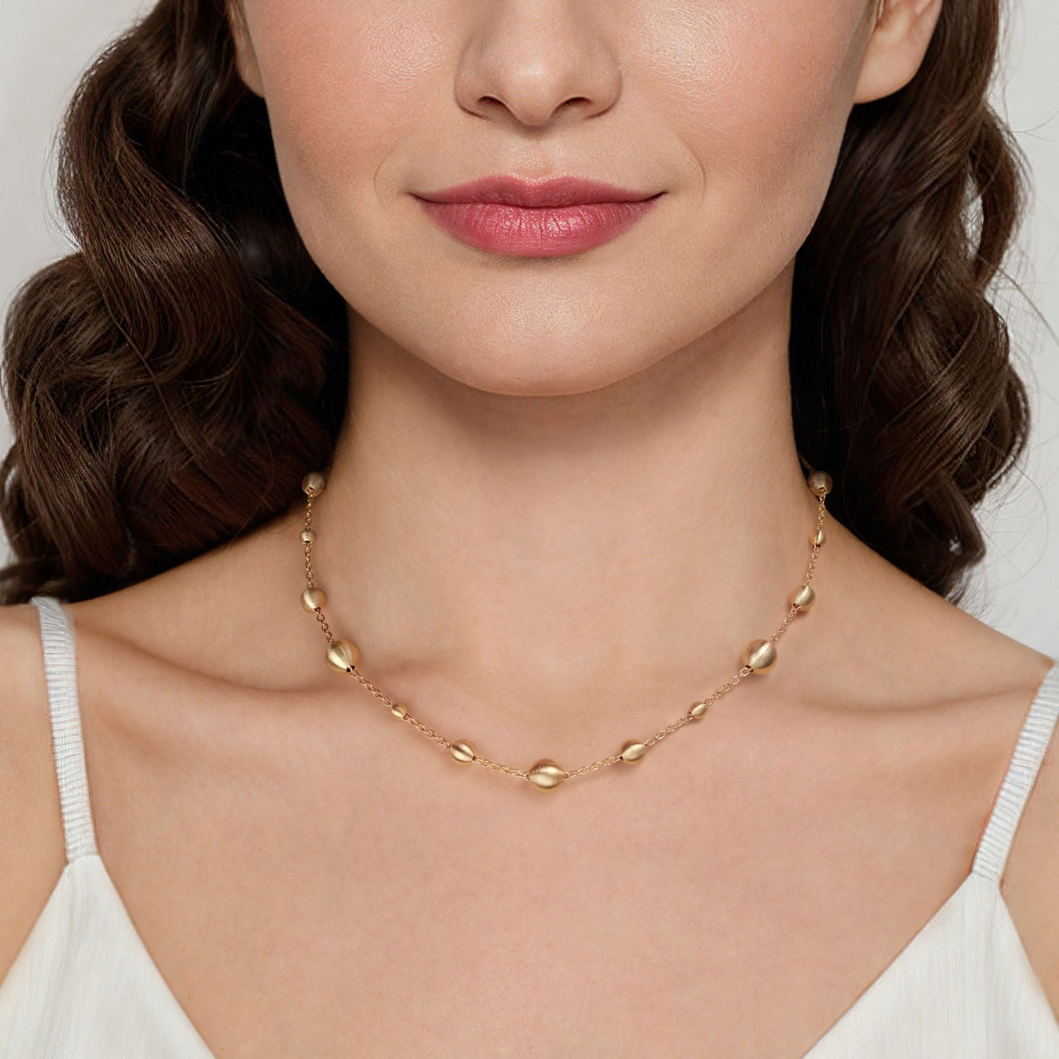 Gabriel & Co. Plain Gold Bujukan Ball Station Necklace