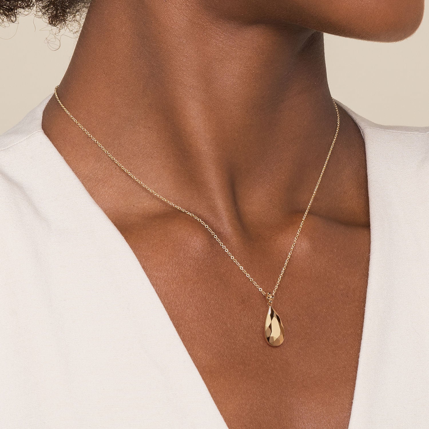 Gabriel & Co. Plain Gold Bujukan and Teardrop Texture Pendant Necklace