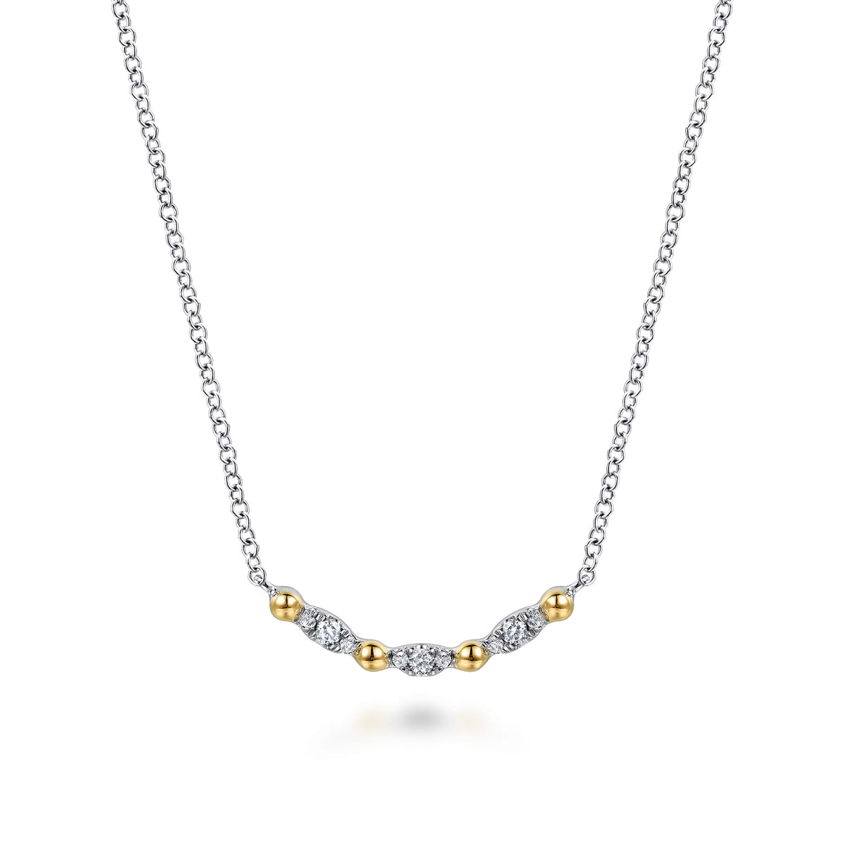 Gabriel & Co. Bujukan Ball White Sapphire Maquise Bar Necklace