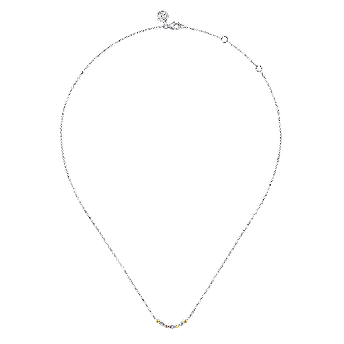 Gabriel & Co. Bujukan Ball White Sapphire Maquise Bar Necklace