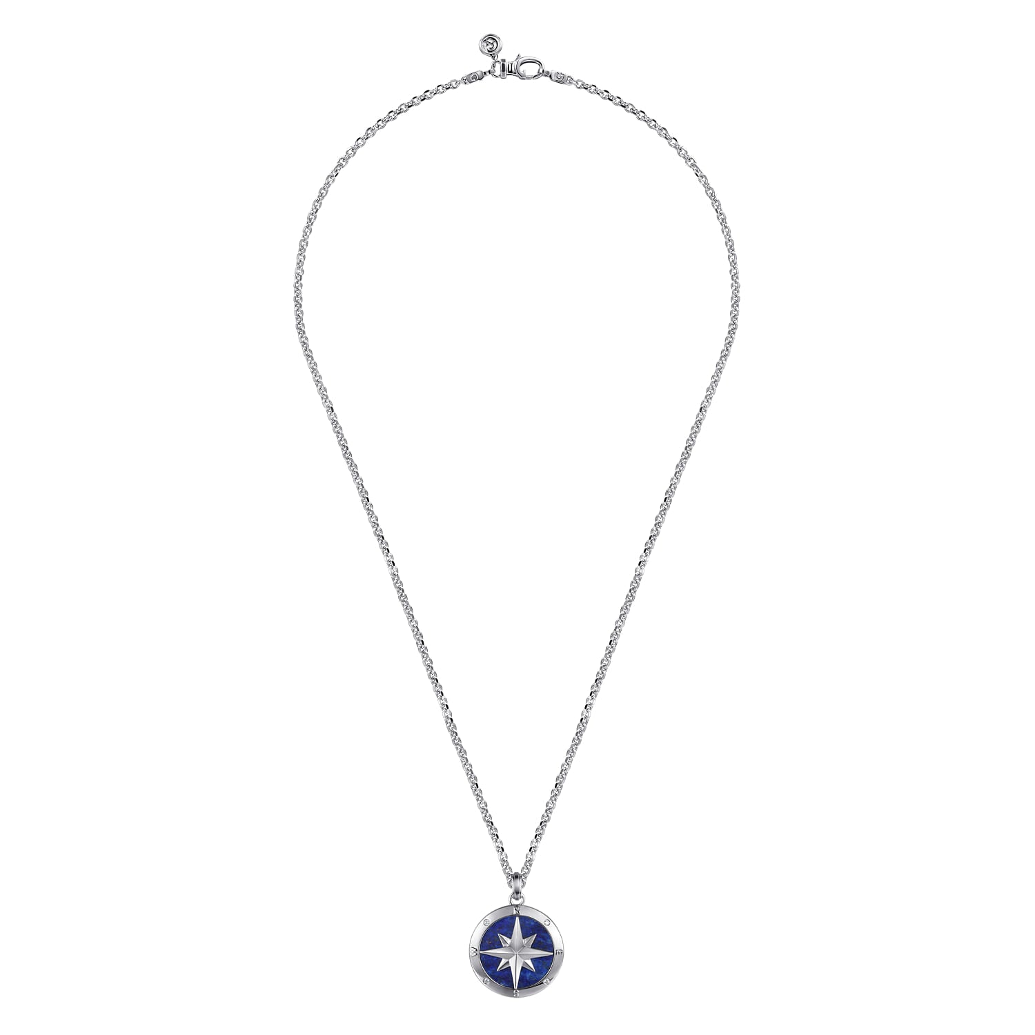 Gabriel & Co. Sterling Silver Diamond and Lapis Compass Pendant
