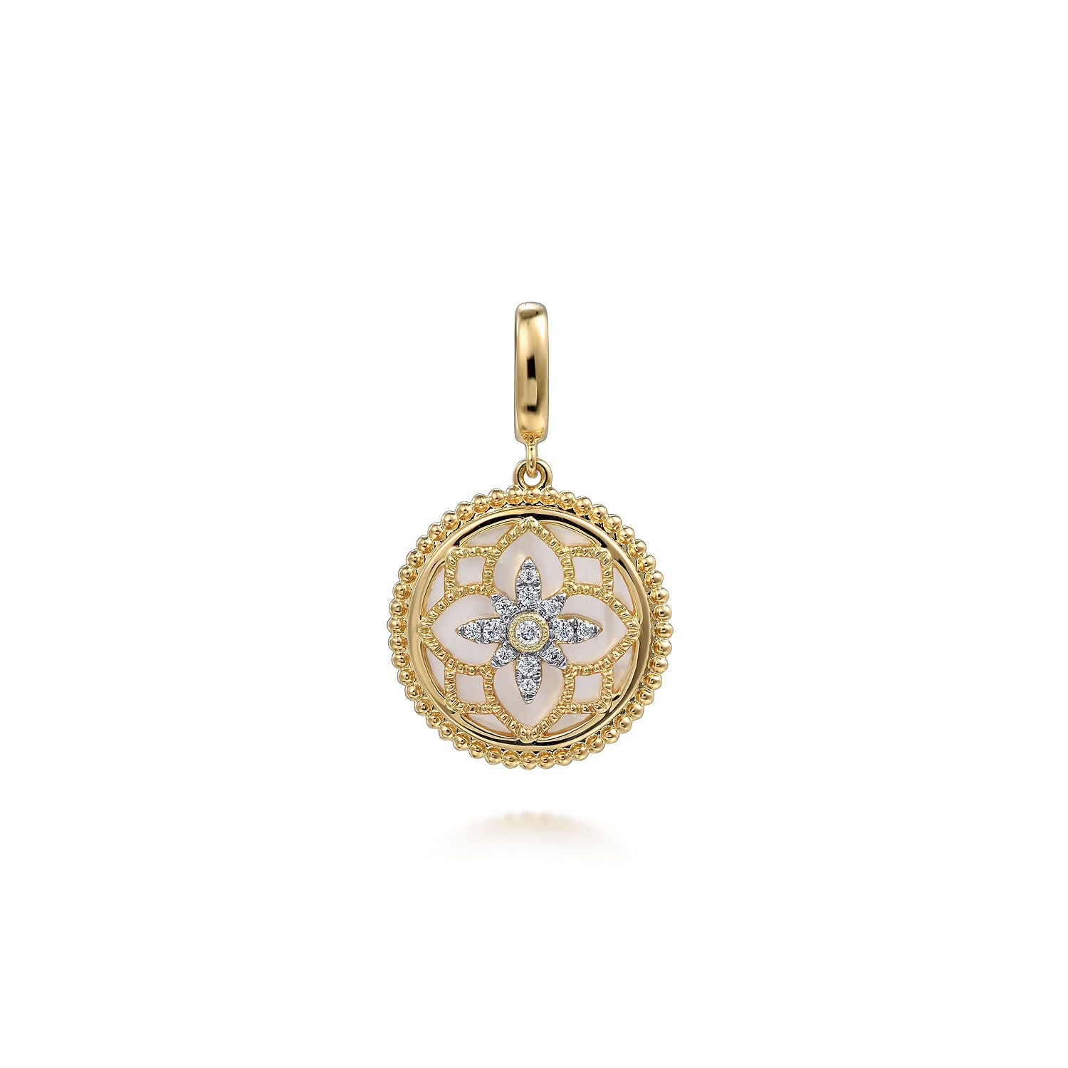 Gabriel & Co. Bujukan Diamond and Mother of Pearl Medallion Pendant