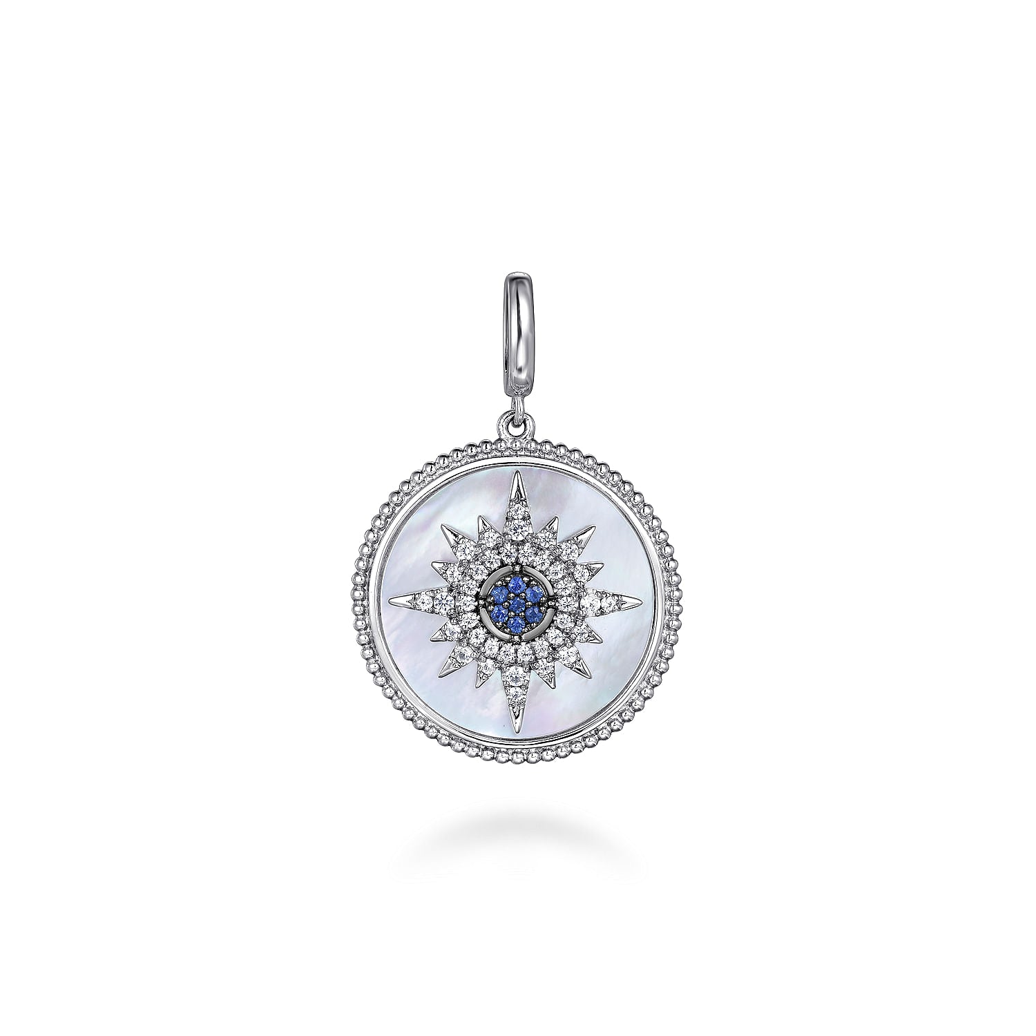Gabriel & Co. Starburst Blue Sapphire and White Sapphire Bujukan Medallion Pendant