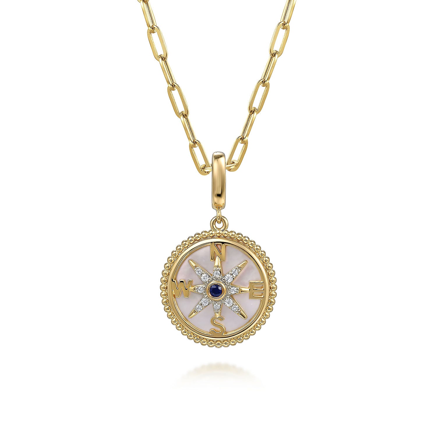 Gabriel & Co. Bujukan Diamond Starburst Mother of Pearl Medallion Pendant