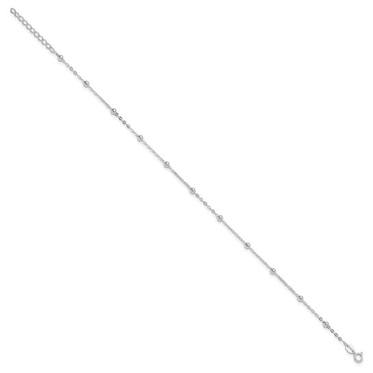 Silver Beaded Chain Anklet