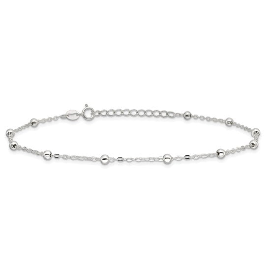 Silver Beaded Chain Anklet