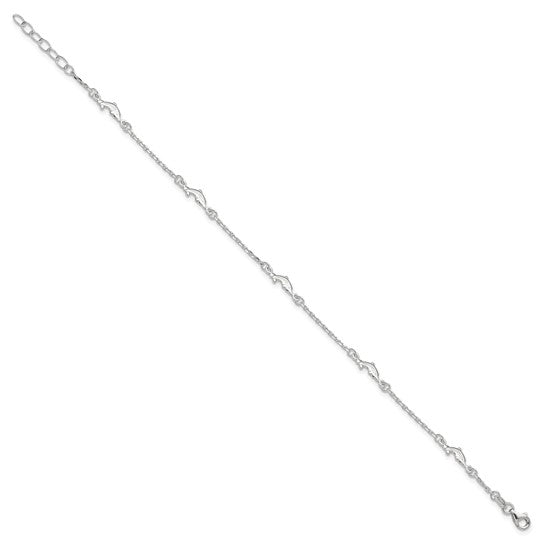 Silver Dolphin 5-Station Anklet