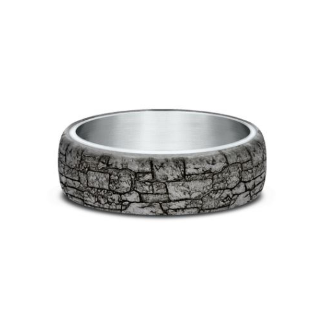 Benchmark "The Troy" Stone Wall Pattern Comfort Fit Wedding Band