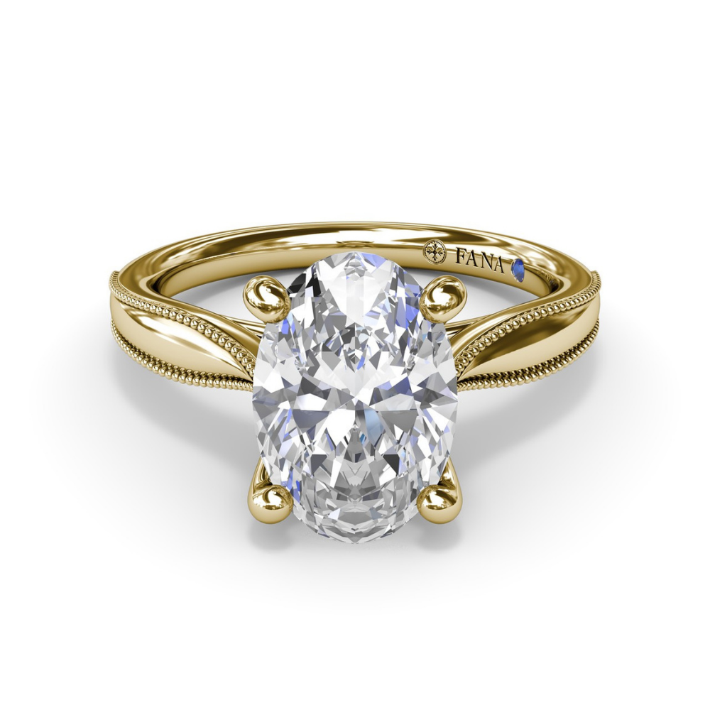 Fana Tapered Milgrain Diamond Engagement Ring