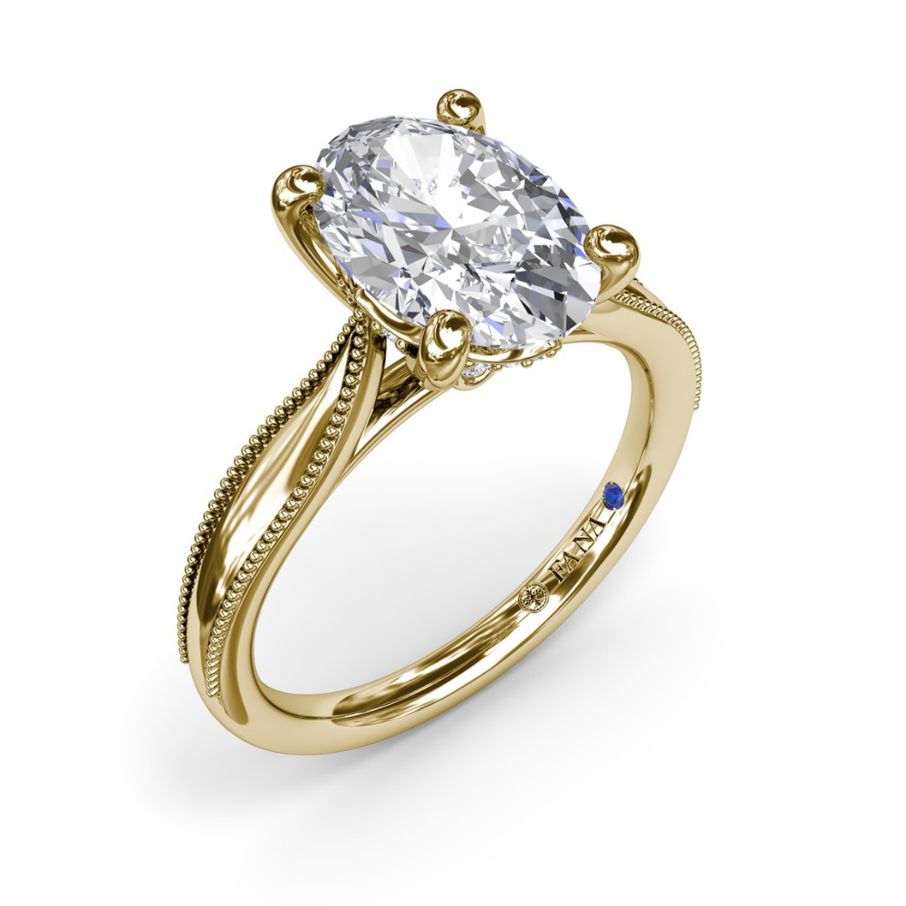 Fana Tapered Milgrain Diamond Engagement Ring